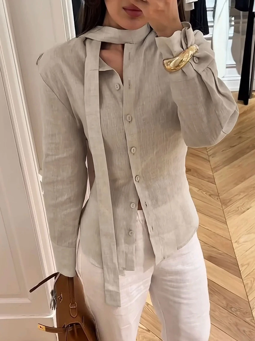 Parc Fee Fashion Loose Khaki Women's Shirt 2026 Casual Bow Collar Long Sleeve Blouse Elegant Classic Solid Top Female Clothing
Parc Fee Fashion Loose Khaki Women's Shirt 2026 Casual Bow Collar Long Sleeve Blouse Elegant Classic Solid Top Female Clothing