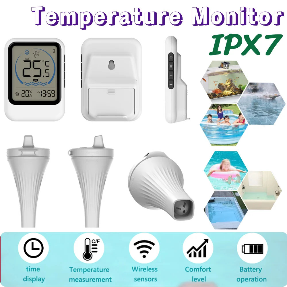 Floating Pool Thermometer IPX7 Waterproof Wireless Pool Temperature Monitor Easy Read Swimming Pool Thermometer for Ice Bath Tub
Floating Pool Thermometer IPX7 Waterproof Wireless Pool Temperature Monitor Easy Read Swimming Pool Thermometer for Ice Bath Tub