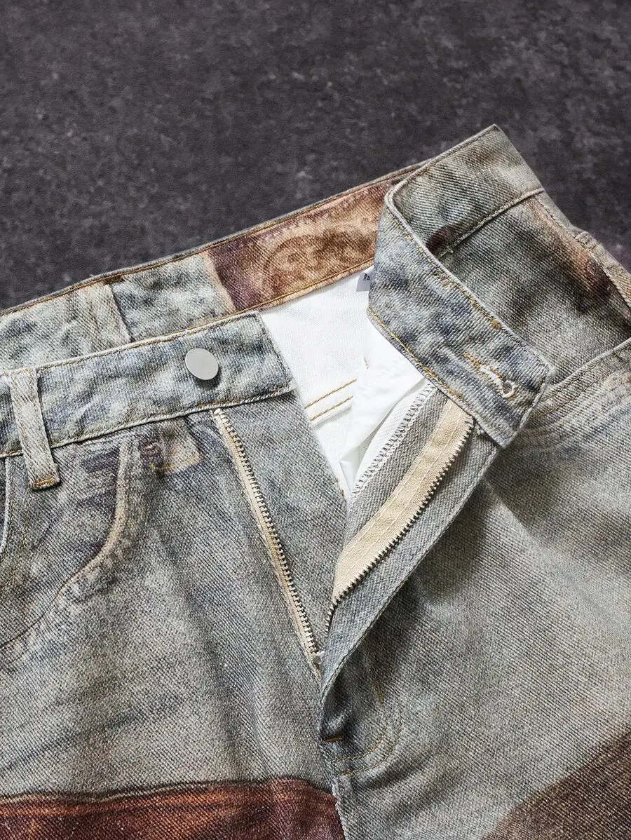 Vintage Washed Denim Patchwork Loose Wide-Leg Shorts For Men
Vintage Washed Denim Patchwork Loose Wide-Leg Shorts For Men