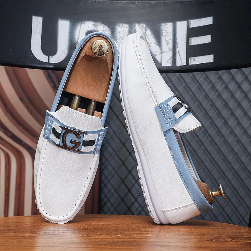 Summer new men's shoes trend casual bean shoes white soft leather soft sole comfortable fashion shoes a slip-on shoes
Summer new men's shoes trend casual bean shoes white soft leather soft sole comfortable fashion shoes a slip-on shoes