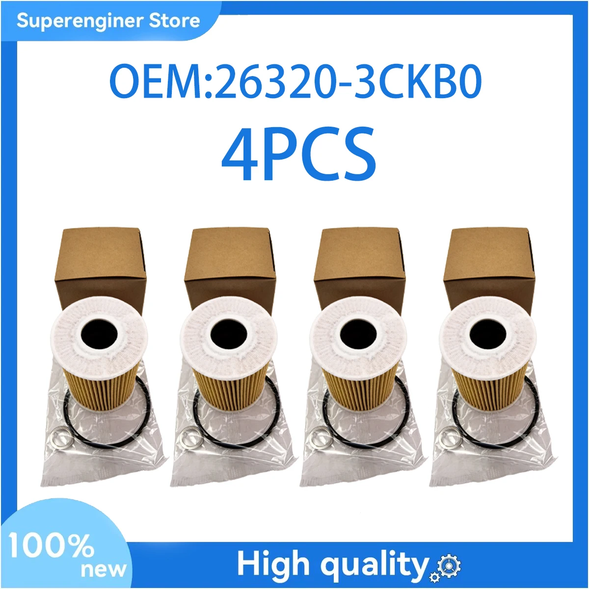 4PCS Oil Filters 26320-3CKB0 for 2014-2023 Genesis G80 Hyundai Kia Sedona 3.3L 3.8L 263203CKB0
4PCS Oil Filters 26320-3CKB0 for 2014-2023 Genesis G80 Hyundai Kia Sedona 3.3L 3.8L 263203CKB0