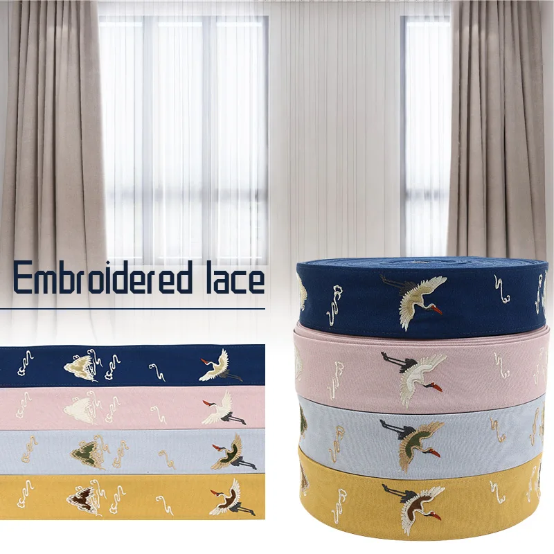 1M Vintage Chinese Crane Embroidered Jacquard Ribbon 6.5cm Trim Braid DIY Table Flag Trimmings Garment Hanfu Accessory Craft
1M Vintage Chinese Crane Embroidered Jacquard Ribbon 6.5cm Trim Braid DIY Table Flag Trimmings Garment Hanfu Accessory Craft