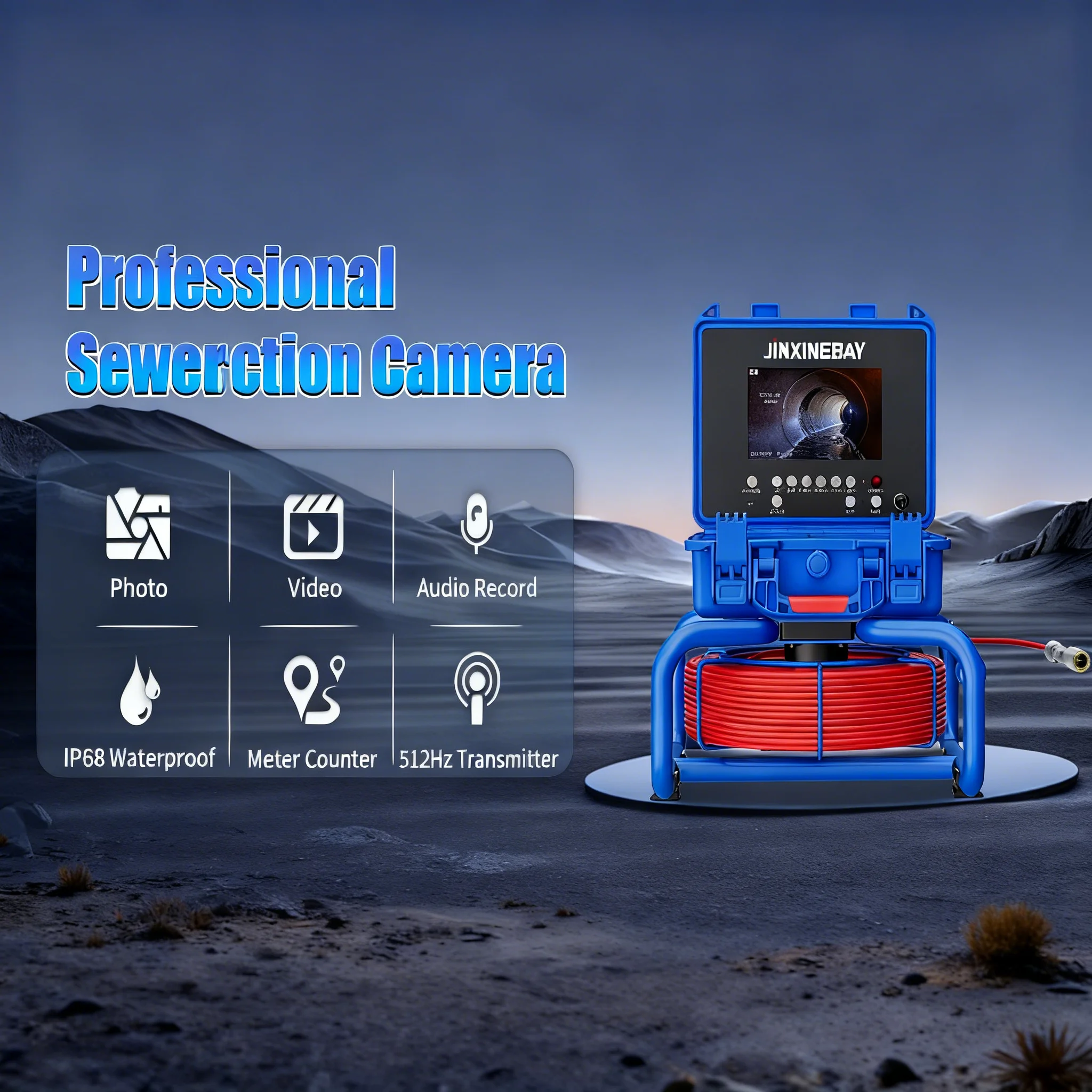 Endoscope Camera - AHD 1080P,12 High-Brightness LEDs, 4500mAh Battery, Meter Counter,512Hz Wireless Locator for Pipe Inspection
Endoscope Camera - AHD 1080P,12 High-Brightness LEDs, 4500mAh Battery, Meter Counter,512Hz Wireless Locator for Pipe Inspection