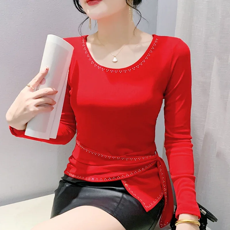 Fashion Casual Irregular Hot Diamond Mesh Tops M-3XL Blue Lady Shirt Sprint Autumn Long Sleeved O-Neck Women's T-Shirt
Fashion Casual Irregular Hot Diamond Mesh Tops M-3XL Blue Lady Shirt Sprint Autumn Long Sleeved O-Neck Women's T-Shirt