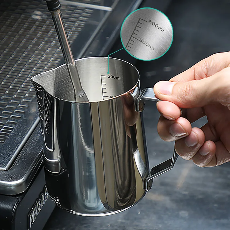 Coffee Milk Frothing Jug Latte Art Milk Frother Pitcher Stainless Steel Measurement Jug Espresso Barista Tool Coffee Accessories
Coffee Milk Frothing Jug Latte Art Milk Frother Pitcher Stainless Steel Measurement Jug Espresso Barista Tool Coffee Accessories