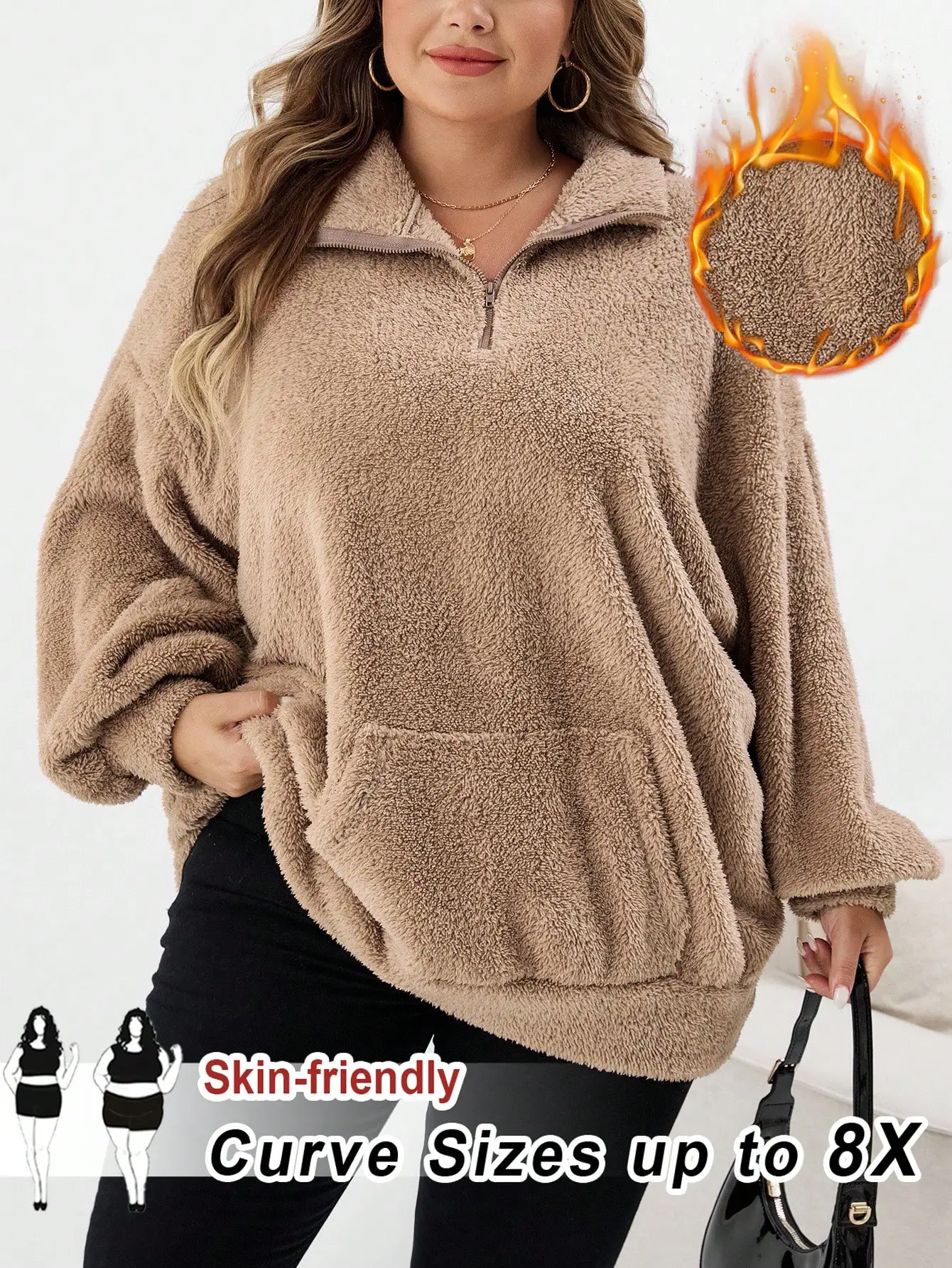 Флисовая толстовка больших размеров на молнии до середины груди с карманом-кенгуру, мягкий теплый зимний топ
Флисовая толстовка больших размеров на молнии до середины груди с карманом-кенгуру, мягкий теплый зимний топ