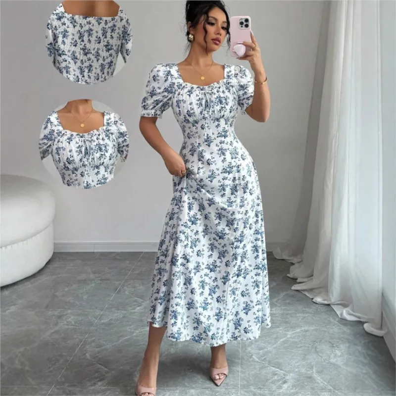 Summer New Elegant Puff Sleeve Ruffle Dress Women's Fashion Holiday Casual Print Beach Party Long Dresses For Women Robe Femme
Summer New Elegant Puff Sleeve Ruffle Dress Women's Fashion Holiday Casual Print Beach Party Long Dresses For Women Robe Femme
