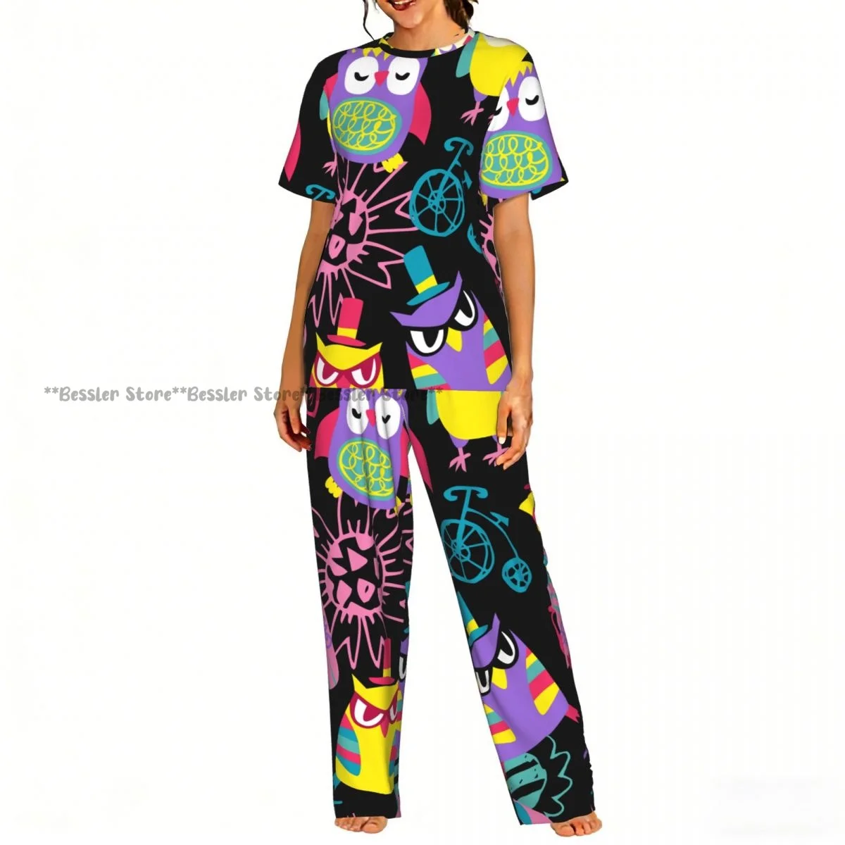 Women's Comfort Pajamas Women's Colorful Owls Short Sleeve Set Sleepwear
Women's Comfort Pajamas Women's Colorful Owls Short Sleeve Set Sleepwear