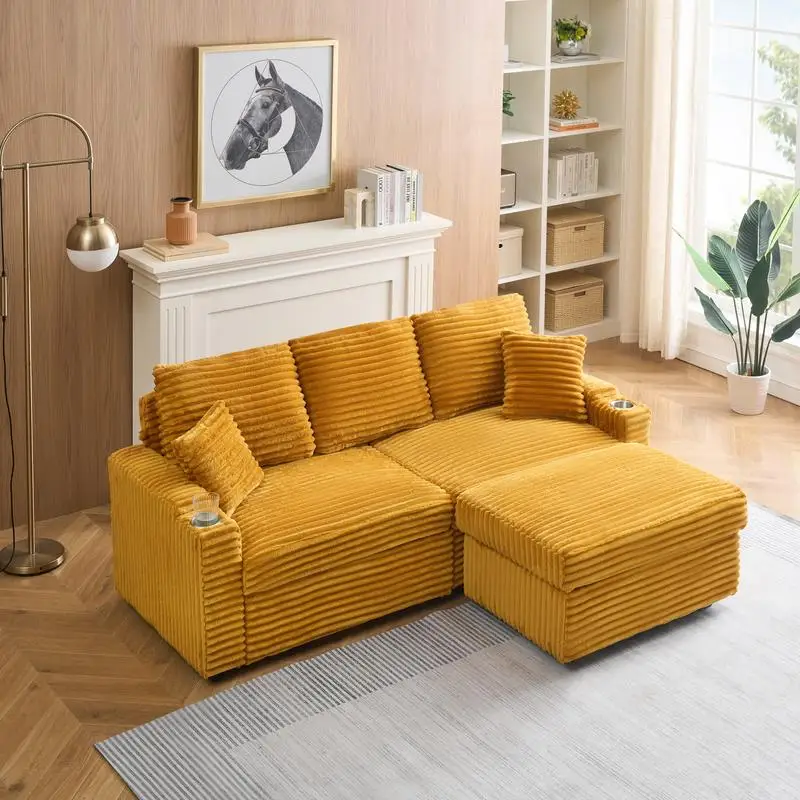80-Inch Foldable Hidden Chaise Longue Orange Corduroy Sofa with Cup Holders, Footrest, and Storage for Living Room and Bedroom
80-Inch Foldable Hidden Chaise Longue Orange Corduroy Sofa with Cup Holders, Footrest, and Storage for Living Room and Bedroom