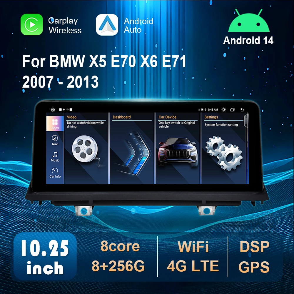 10.25 inch Android Auto Car Radio Video Player Carplay 1920*720P for BMW X5 E70 X6 E71 2007 - 2013 CCC CIC System 4G WiFi GPS
10.25 inch Android Auto Car Radio Video Player Carplay 1920*720P for BMW X5 E70 X6 E71 2007 - 2013 CCC CIC System 4G WiFi GPS