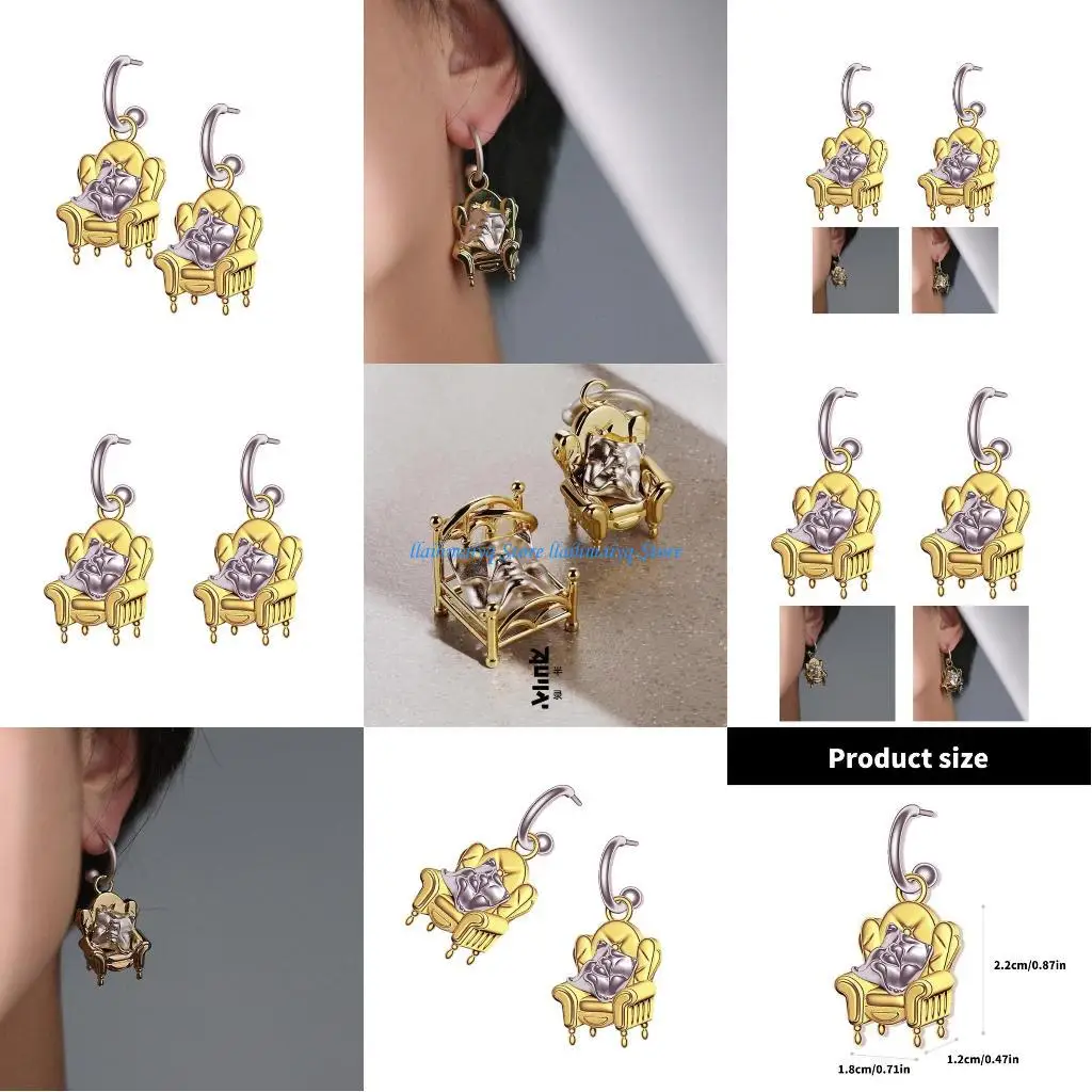 573B Trendsetting Sofa Chair Shaped Ear Studs Two Tone Couch Dangle Earrings Eye Catching Accessory for Modern Women Girls
573B Trendsetting Sofa Chair Shaped Ear Studs Two Tone Couch Dangle Earrings Eye Catching Accessory for Modern Women Girls
