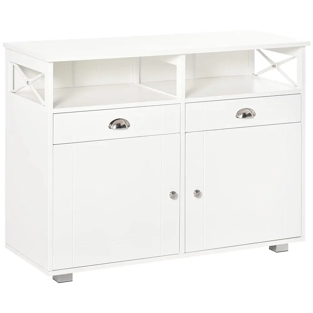 Homcom Sideboard Buffet, Coffee Bar, Kitchen Cabinet With Storage Drawers, Large Tabletop And Crossbar Side Design, White
Homcom Sideboard Buffet, Coffee Bar, Kitchen Cabinet With Storage Drawers, Large Tabletop And Crossbar Side Design, White