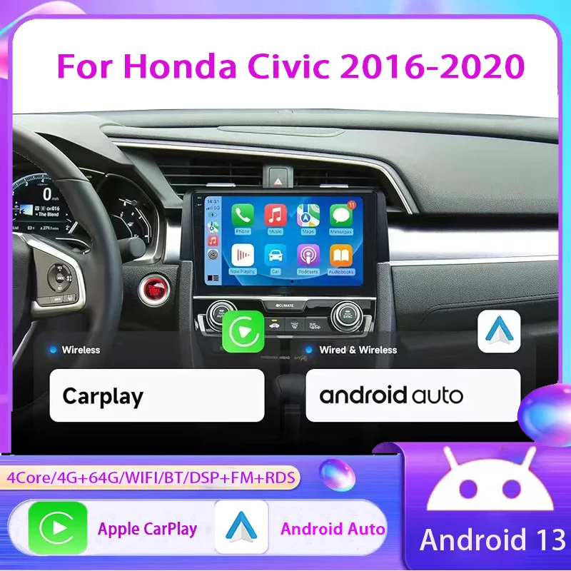 9" 4+64GB For Honda Civic 2016-2020 Car Stereo Radio Apple Carplay Android Auto Head Unit FM BT GPS
9" 4+64GB For Honda Civic 2016-2020 Car Stereo Radio Apple Carplay Android Auto Head Unit FM BT GPS