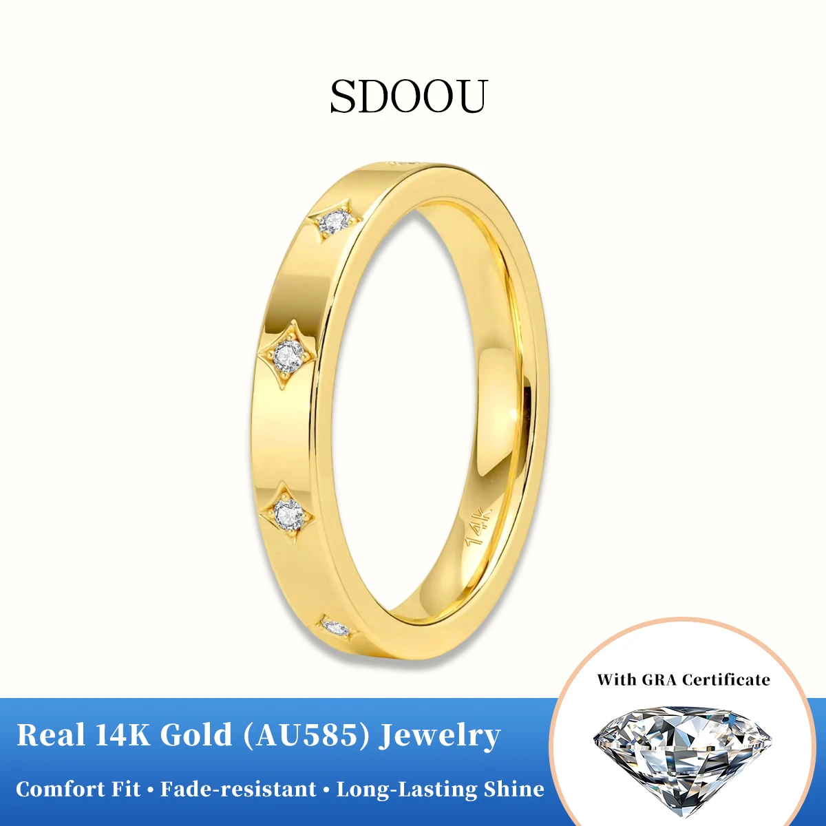 SDOOU Shiny 1.3MM Moissanite 14K Gold Ring Star Design with GRA Certified for Men Women Anniversary Valentine's Day Jewelry Gift
SDOOU Shiny 1.3MM Moissanite 14K Gold Ring Star Design with GRA Certified for Men Women Anniversary Valentine's Day Jewelry Gift