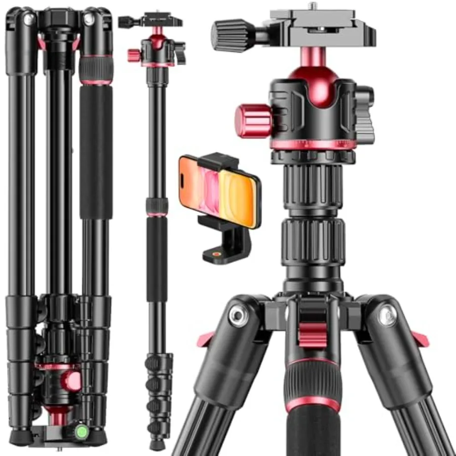 80" DSLR-Camera-Tripod Photography 360 Ball Head Professional Aluminum Tripod and Monopod with Carry Bag Compatible with Canon
80" DSLR-Camera-Tripod Photography 360 Ball Head Professional Aluminum Tripod and Monopod with Carry Bag Compatible with Canon
