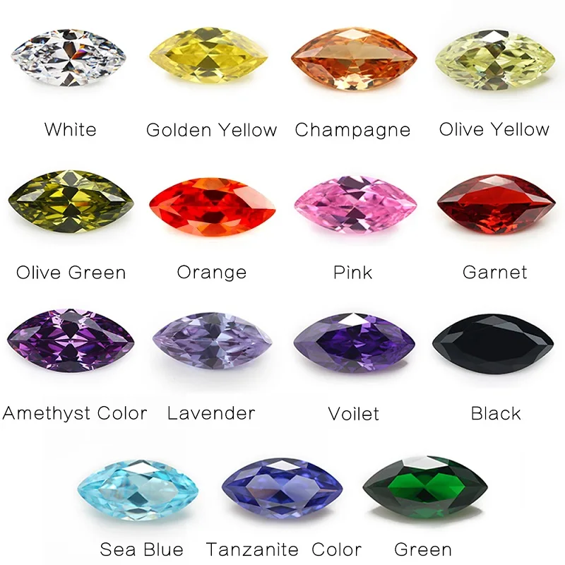 Size 4x8mm~7x14mm 5A Marquise Cut Loose Cubic Zirconia Stones Mix 15 Colors CZ Synthetic Gemstone for Jewelry Making
Size 4x8mm~7x14mm 5A Marquise Cut Loose Cubic Zirconia Stones Mix 15 Colors CZ Synthetic Gemstone for Jewelry Making