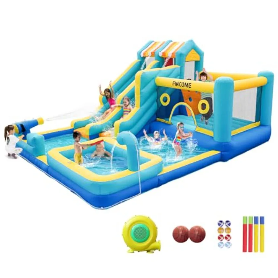 Inflatable Bounce House for backyard and outdoor use PVC material blue and red 10-in-1 design with double water slide climbing
Inflatable Bounce House for backyard and outdoor use PVC material blue and red 10-in-1 design with double water slide climbing