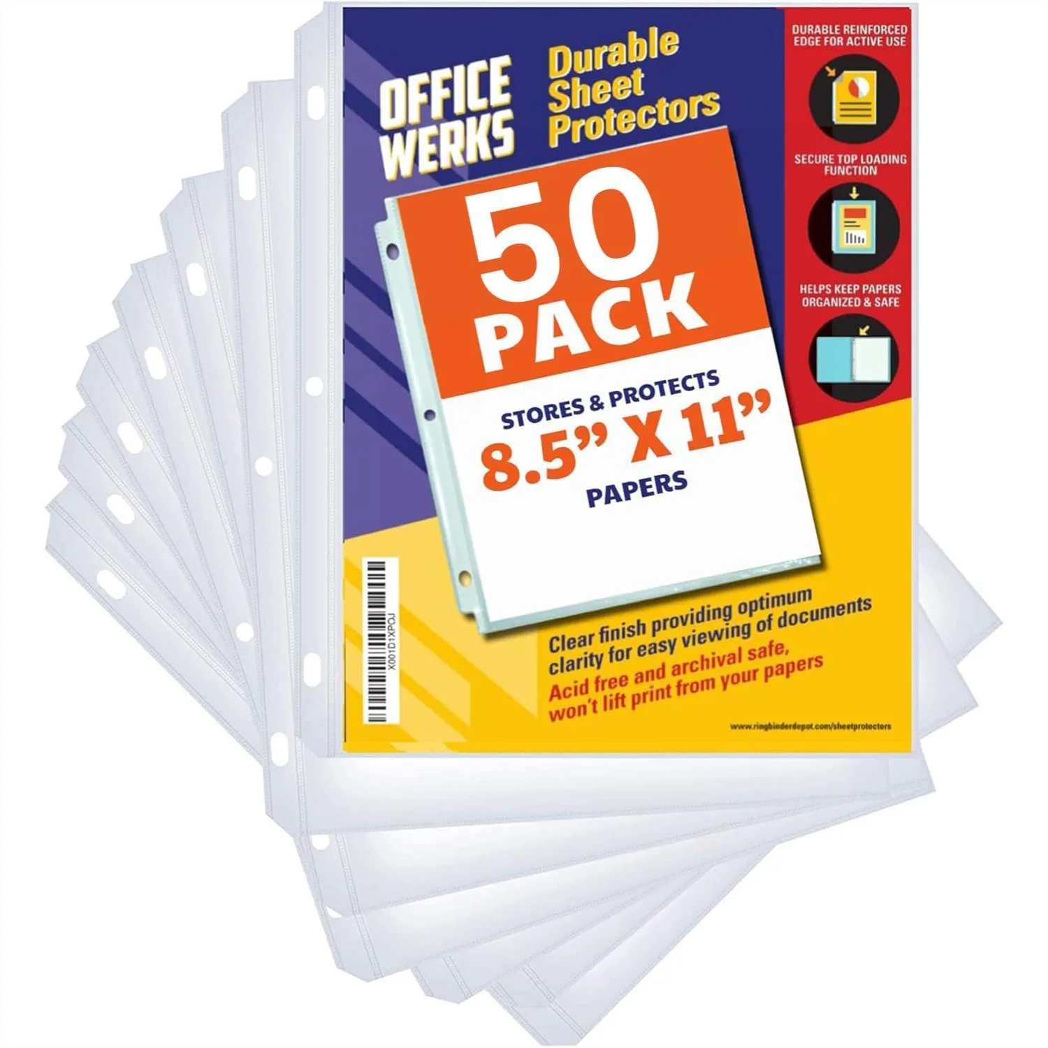 Clear Sheet Protectors for 3 Ring Binder, 50 Pack Top Loading Page Protectors 8.5x11 Inch, Non-Glare Plastic Sleeves with
Clear Sheet Protectors for 3 Ring Binder, 50 Pack Top Loading Page Protectors 8.5x11 Inch, Non-Glare Plastic Sleeves with