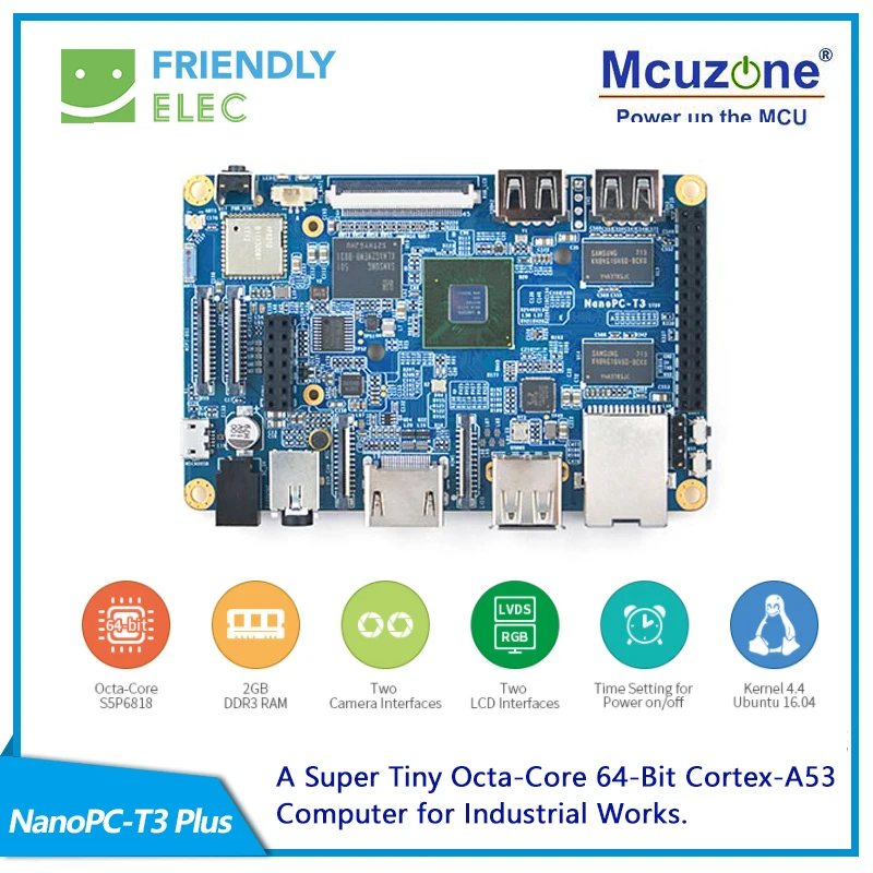 NanoPC T3 Plus,Placa RealQvol FriendlyELEC octa-core S5P6818, puerto Gigabit Ethernet, 16GB eMMC, WiFi Bluetooth, HDMI, Android
NanoPC T3 Plus,Placa RealQvol FriendlyELEC octa-core S5P6818, puerto Gigabit Ethernet, 16GB eMMC, WiFi Bluetooth, HDMI, Android