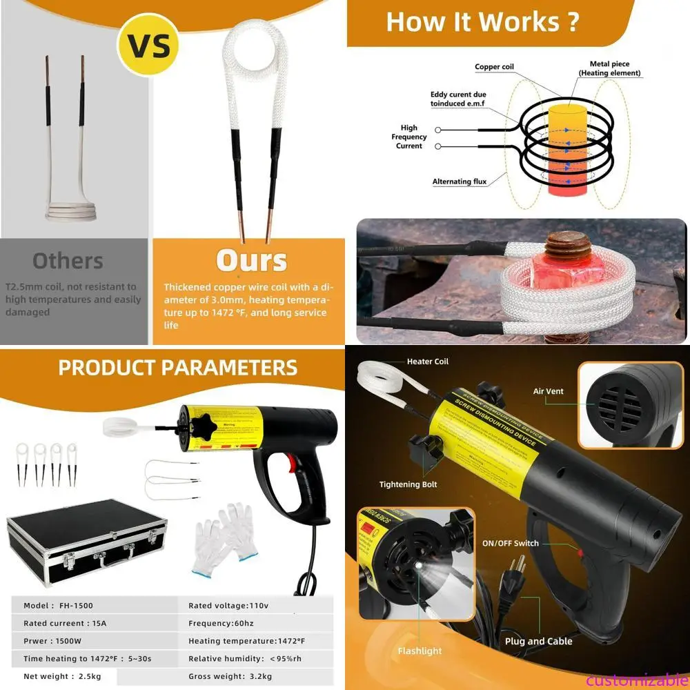 Portable 1500W Magnetic Induction Heater Kit - Handheld Heat Induction Tool for Bolt and Screw Removal
Portable 1500W Magnetic Induction Heater Kit - Handheld Heat Induction Tool for Bolt and Screw Removal