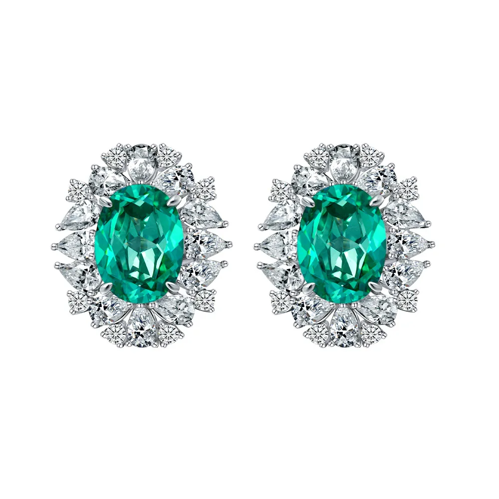 S925 Silver New Egg Shaped 7-carat Imitation Paraiba Green Earrings Luxury Earrings for Women's Wedding Jewelry
S925 Silver New Egg Shaped 7-carat Imitation Paraiba Green Earrings Luxury Earrings for Women's Wedding Jewelry
