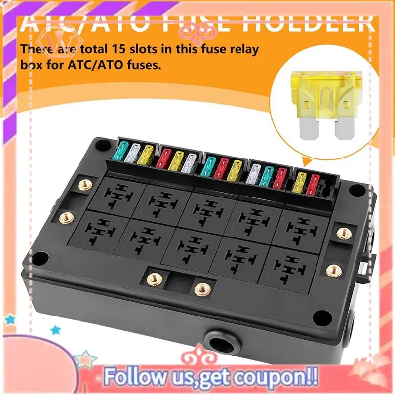 Durable Relay Terminals 12V For Car, Truck - 10 Slot Style Relay Holder, 15 Slot ATC/ATO Fuse Holder
Durable Relay Terminals 12V For Car, Truck - 10 Slot Style Relay Holder, 15 Slot ATC/ATO Fuse Holder