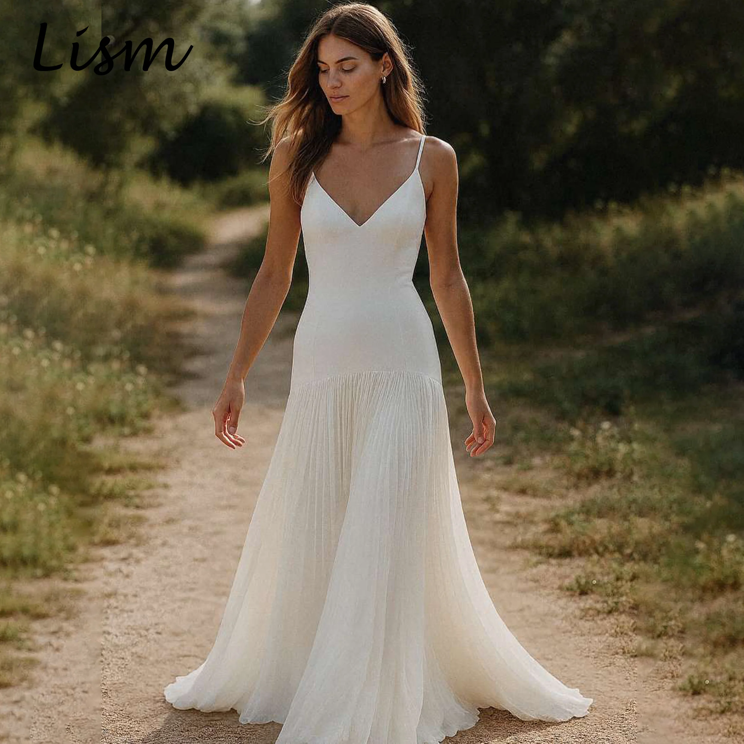 Lism Modern Straps Wedding Dress Sleeveless V-Neck A-line Pleat Floor-Length Chiffon Ivory Robe De Mariée 2026 Customized
Lism Modern Straps Wedding Dress Sleeveless V-Neck A-line Pleat Floor-Length Chiffon Ivory Robe De Mariée 2026 Customized