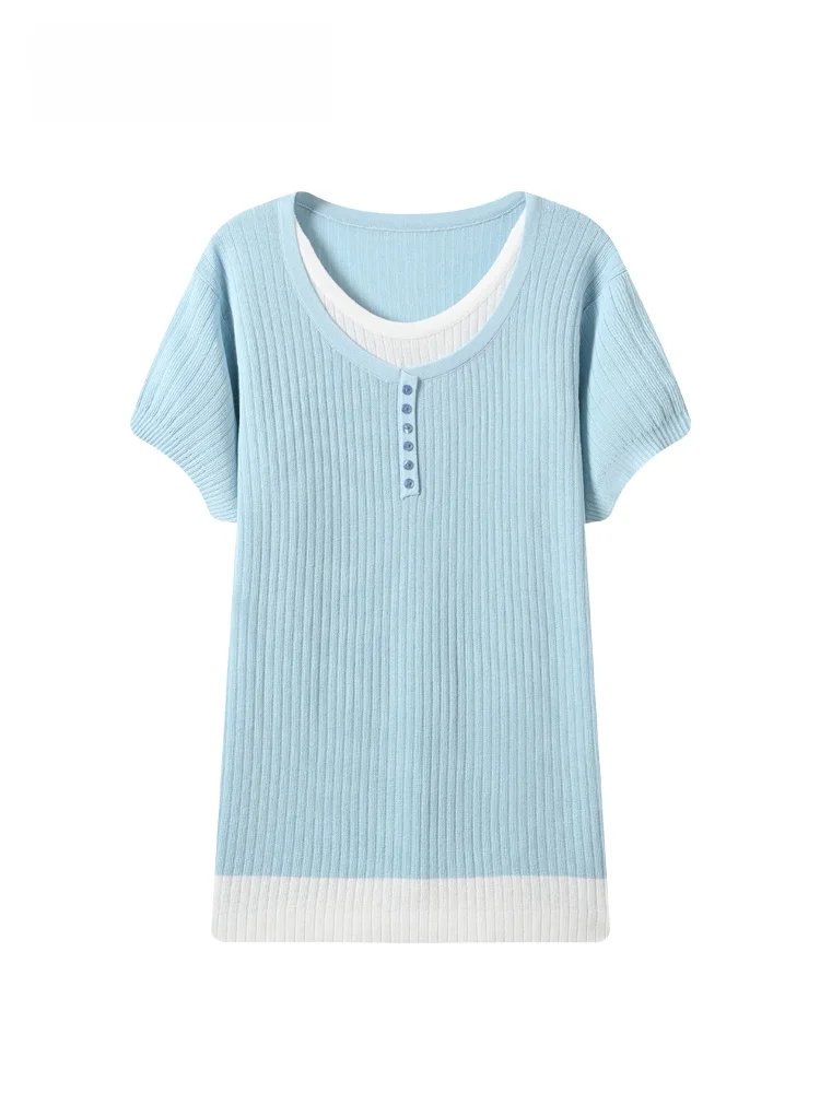 Cara CLUB plus Size Short Sleeve T-Shirt Women's Summer New Fashion Fake Two-Piece Meat Concealing round Neck Top Trendy
Cara CLUB plus Size Short Sleeve T-Shirt Women's Summer New Fashion Fake Two-Piece Meat Concealing round Neck Top Trendy