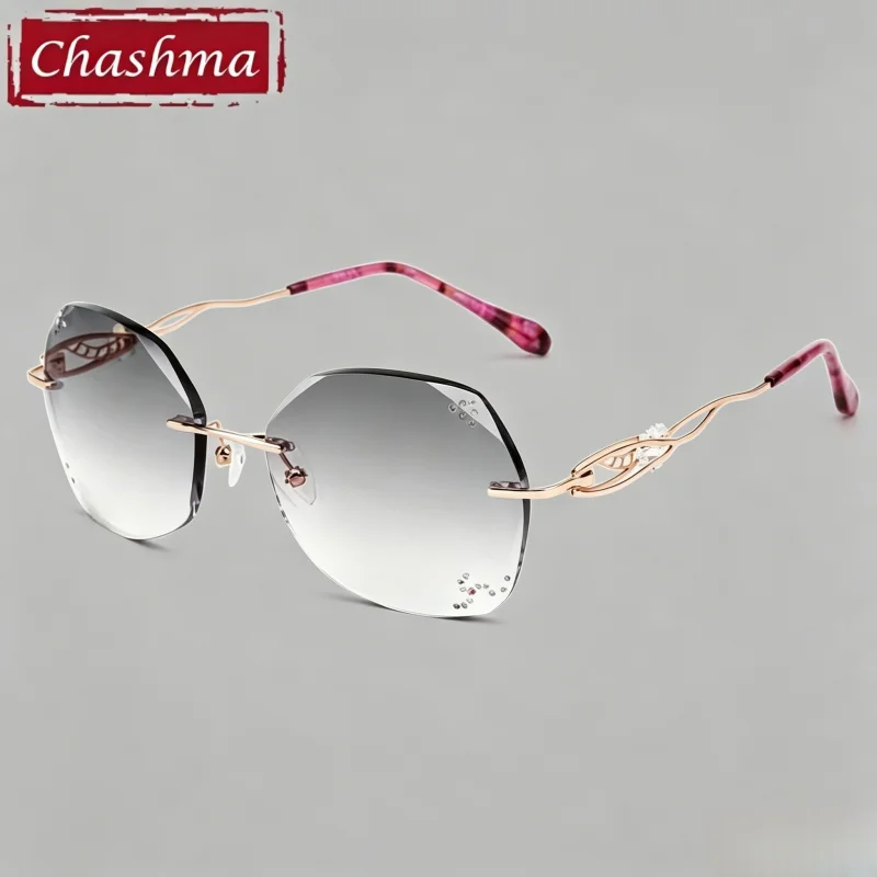 Chashma Sunglasses Elegant Titanium Women Diamond Glasses Jewery Rimless Spectacle Eyeglasses Frame Colored Tint Lens for Lady
Chashma Sunglasses Elegant Titanium Women Diamond Glasses Jewery Rimless Spectacle Eyeglasses Frame Colored Tint Lens for Lady