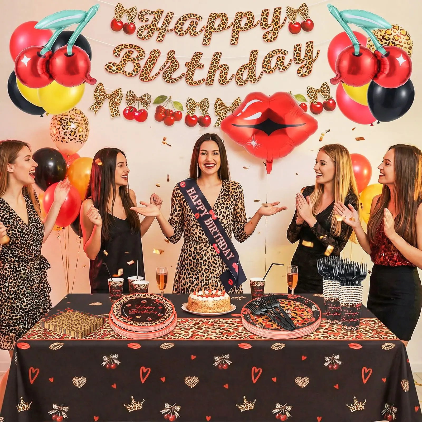 Adjustable Cheetah Cherry Birthday Party Decoration Latex Balloons Waterproof Leopard Print Birthday Plates
Adjustable Cheetah Cherry Birthday Party Decoration Latex Balloons Waterproof Leopard Print Birthday Plates