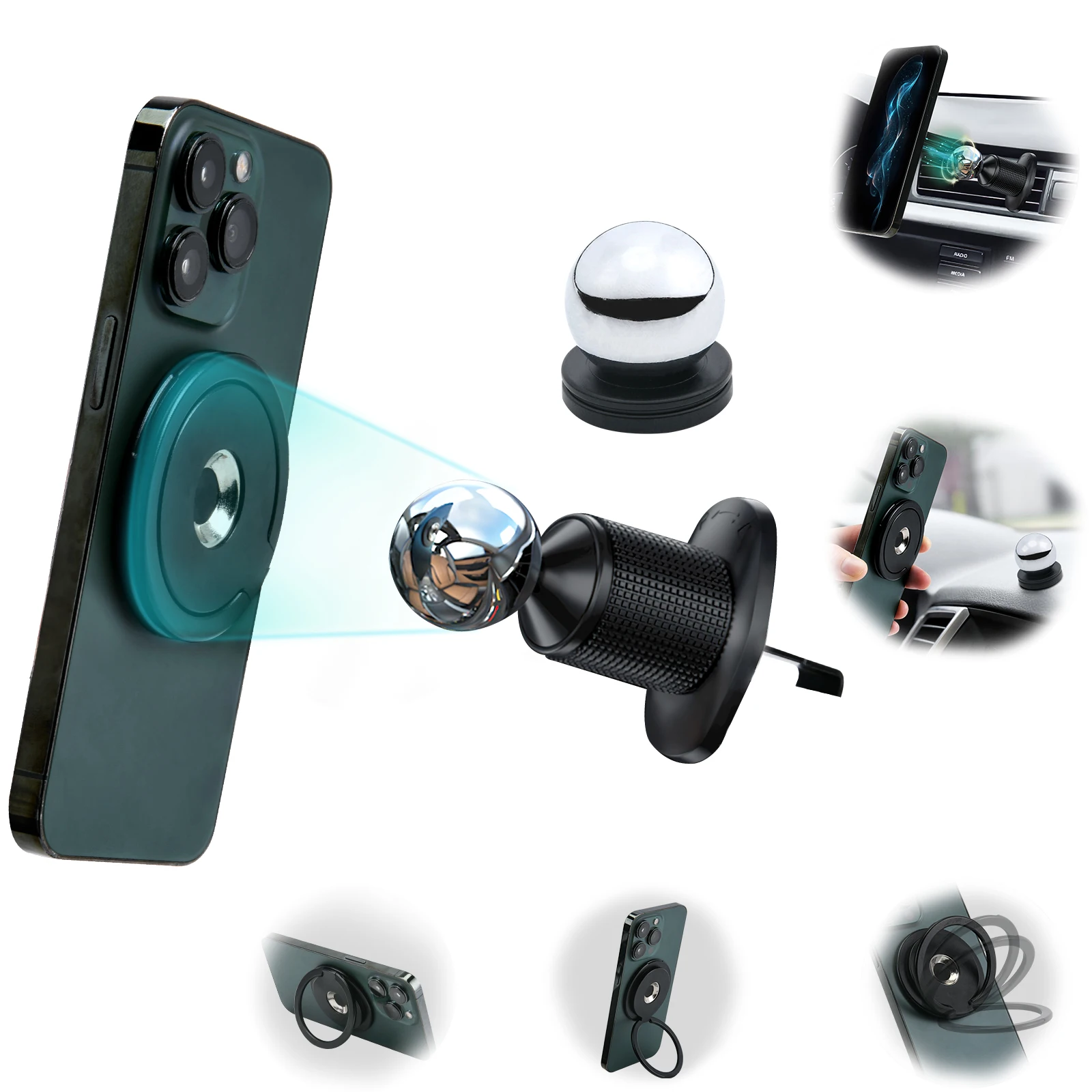 3-in-1 MagSafe Car Phone Mount, N52 Magnets Air Vent/Dashboard/Desktop Holder Anti-Shake for All Smartphones
3-in-1 MagSafe Car Phone Mount, N52 Magnets Air Vent/Dashboard/Desktop Holder Anti-Shake for All Smartphones