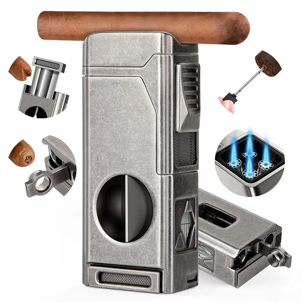 Ailexpress Recommendation - Cigar Lighter, Torch Lighter 4 Jet Flame, Refillable Butane Lighter with Cigar Cutter V Cut Cigar Pu
Ailexpress Recommendation - Cigar Lighter, Torch Lighter 4 Jet Flame, Refillable Butane Lighter with Cigar Cutter V Cut Cigar Pu