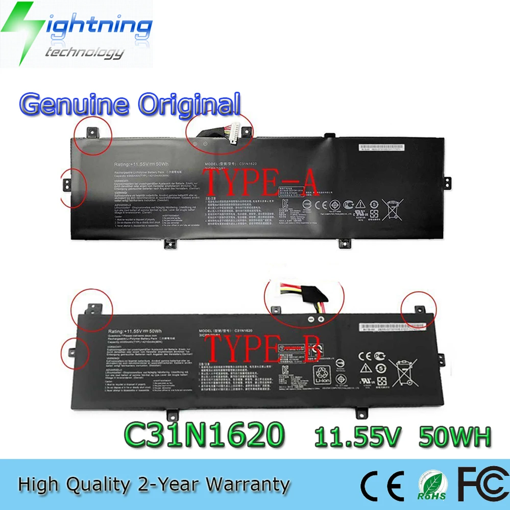 Genuine Original C31N1620 11.55V 50Wh Notebook Battery for ASUS Zenbook UX430 UX430U U4100U U4100UQ UX430UN UX430UA
Genuine Original C31N1620 11.55V 50Wh Notebook Battery for ASUS Zenbook UX430 UX430U U4100U U4100UQ UX430UN UX430UA