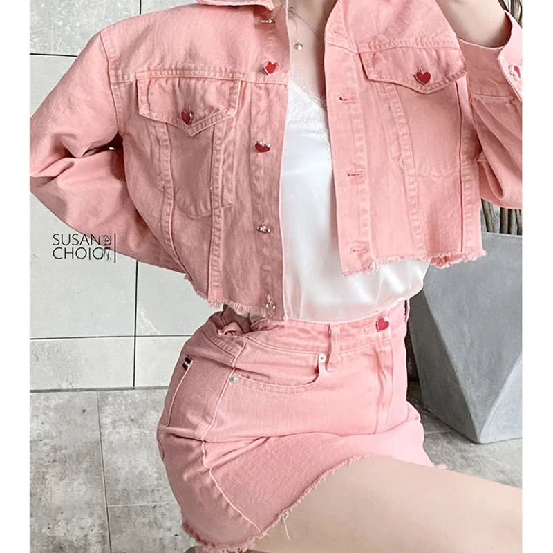 Faionable Sweet Pink Denim Jaet Skirt Set SUSAN Lian Ele Cotton Blend Autumn Collection Student Work orm
Faionable Sweet Pink Denim Jaet Skirt Set SUSAN Lian Ele Cotton Blend Autumn Collection Student Work orm