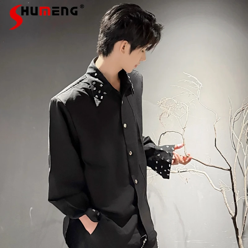 Men's 2025 Four Seasons Wear Long-sleeve Solid Color Shirts Handmade Diamond Design Trend High-end Tops Loose Shoulder Pad Shirt
Men's 2025 Four Seasons Wear Long-sleeve Solid Color Shirts Handmade Diamond Design Trend High-end Tops Loose Shoulder Pad Shirt