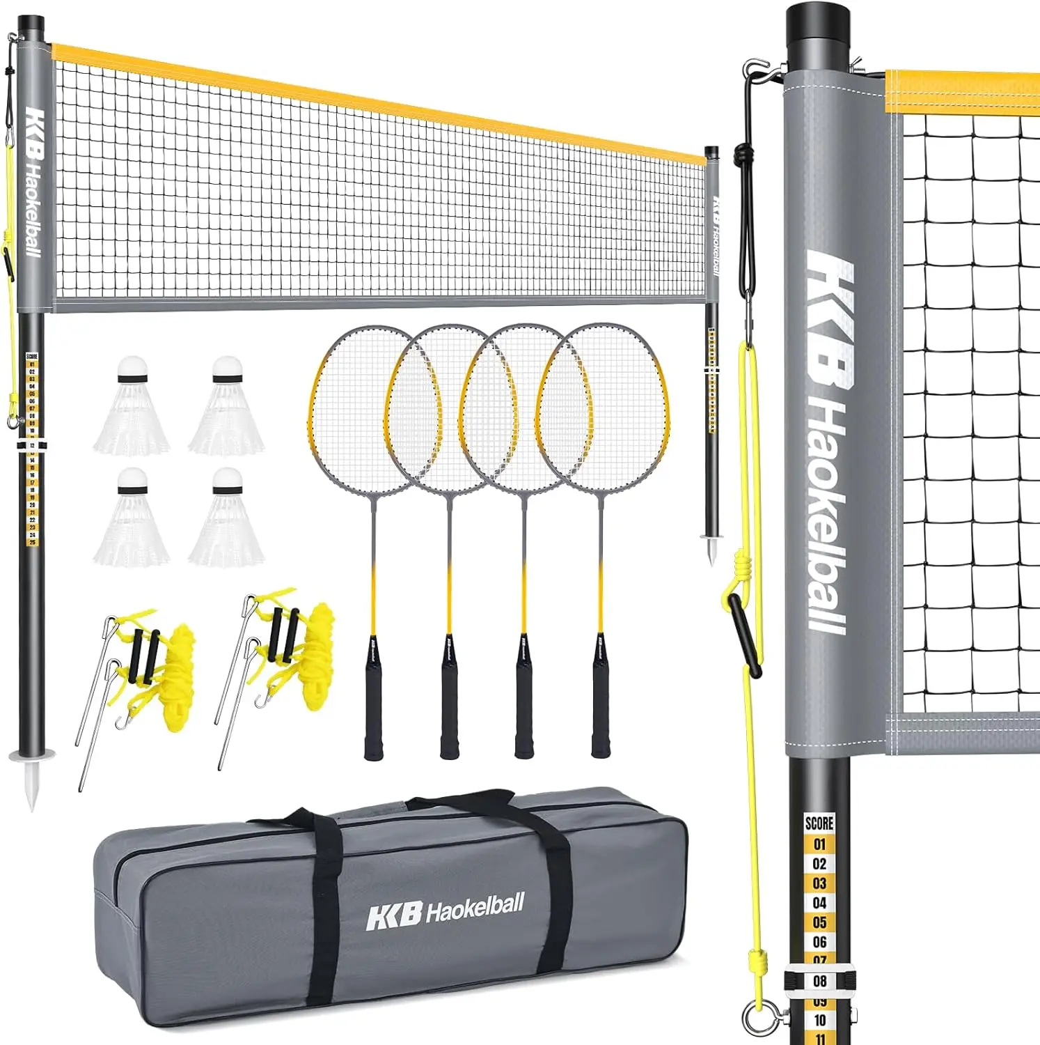 Outdoor Badminton Net Set with Anti-Sag Winch, 20ft Net, 4 Rackets, 3 Shuttlecocks & Carry Bag for Backyard, Grass, Beach Games
Outdoor Badminton Net Set with Anti-Sag Winch, 20ft Net, 4 Rackets, 3 Shuttlecocks & Carry Bag for Backyard, Grass, Beach Games