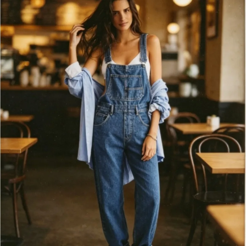 Women's Baggy Fit Denim Overall Pants Relaxed Cropped Length for Spring Fall Layering and Everyday Errands
Women's Baggy Fit Denim Overall Pants Relaxed Cropped Length for Spring Fall Layering and Everyday Errands