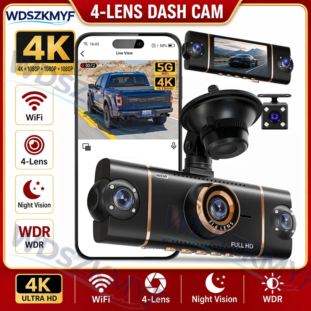 360° 4K 1080P Car Dash 4Channels Car DVR UHD Cam WIFI APP Video Recorder Front With Rear View Night Vision 4K Black Box
360° 4K 1080P Car Dash 4Channels Car DVR UHD Cam WIFI APP Video Recorder Front With Rear View Night Vision 4K Black Box