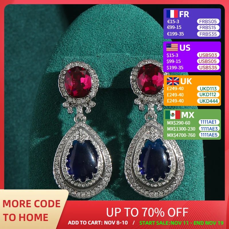 Vintage Blue Zircon Water Drop Earrings Luxury Rhinestones Pink Crystal Natural Stone For Girls Jewelry High Quality Designer
Vintage Blue Zircon Water Drop Earrings Luxury Rhinestones Pink Crystal Natural Stone For Girls Jewelry High Quality Designer