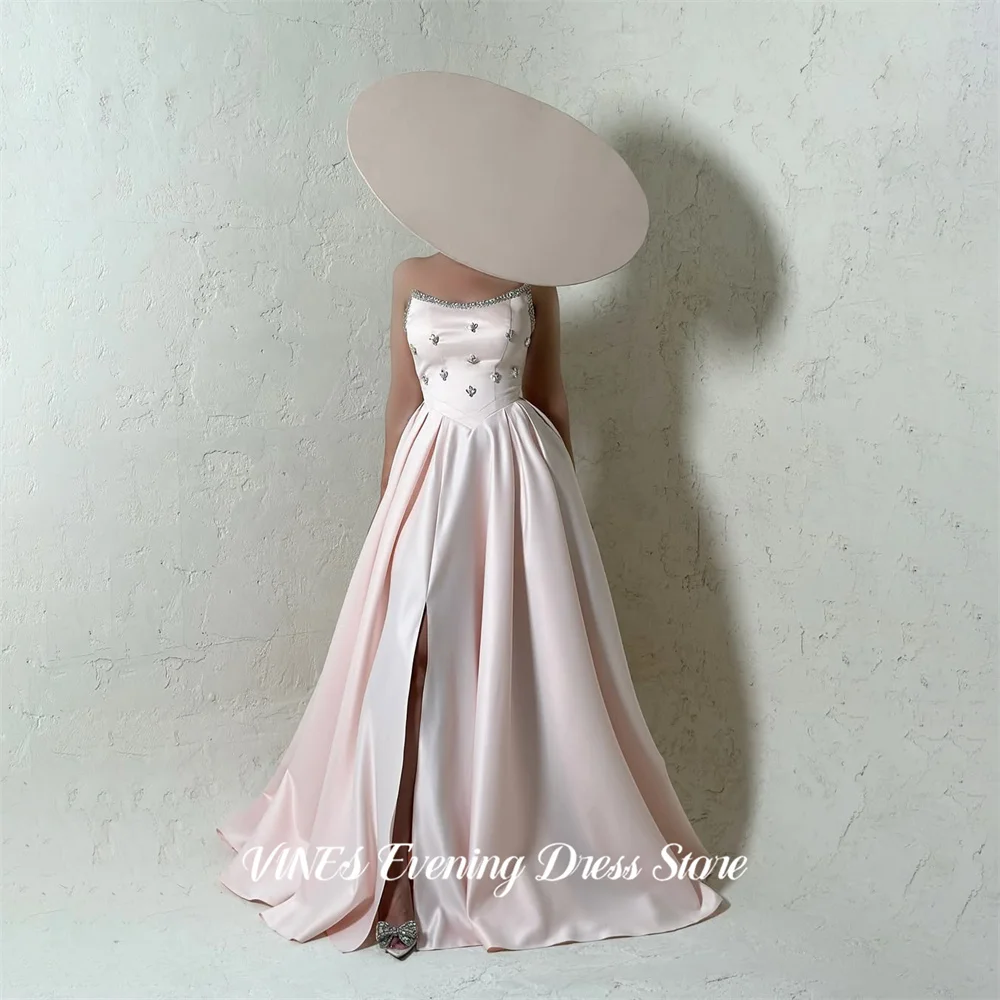 VINES Light Pink Chic Evening Dress Strapless Formal Gown with Rhinestones Night Dresses A Line Satin Prom Dresses Customized
VINES Light Pink Chic Evening Dress Strapless Formal Gown with Rhinestones Night Dresses A Line Satin Prom Dresses Customized