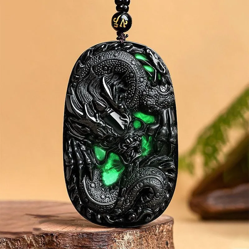 Natural Burmese Black Jadeite Dragon Pendant Necklace Emerald Fashion Charm Jewelry Jade Accessories Carved Amulet Gifts for Men
Natural Burmese Black Jadeite Dragon Pendant Necklace Emerald Fashion Charm Jewelry Jade Accessories Carved Amulet Gifts for Men