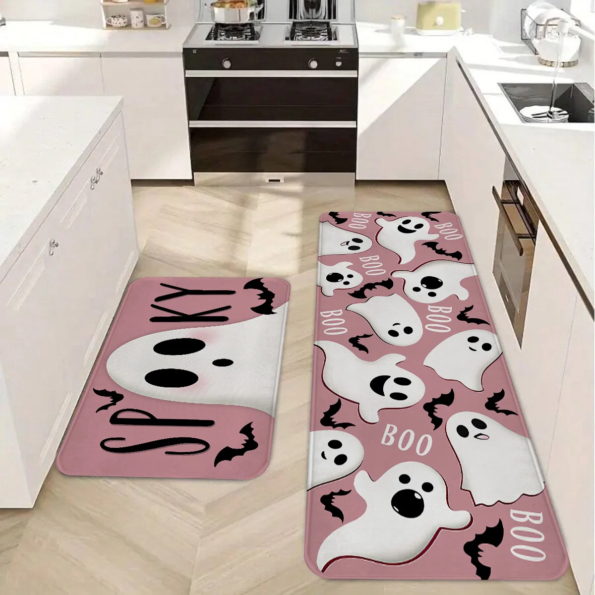 1/2/3pcs Halloween Pink Cute Ghost and Bat Kitchen Mat Set, easy to clean, suitable for kitchen, bathroom, and entrance mats
1/2/3pcs Halloween Pink Cute Ghost and Bat Kitchen Mat Set, easy to clean, suitable for kitchen, bathroom, and entrance mats