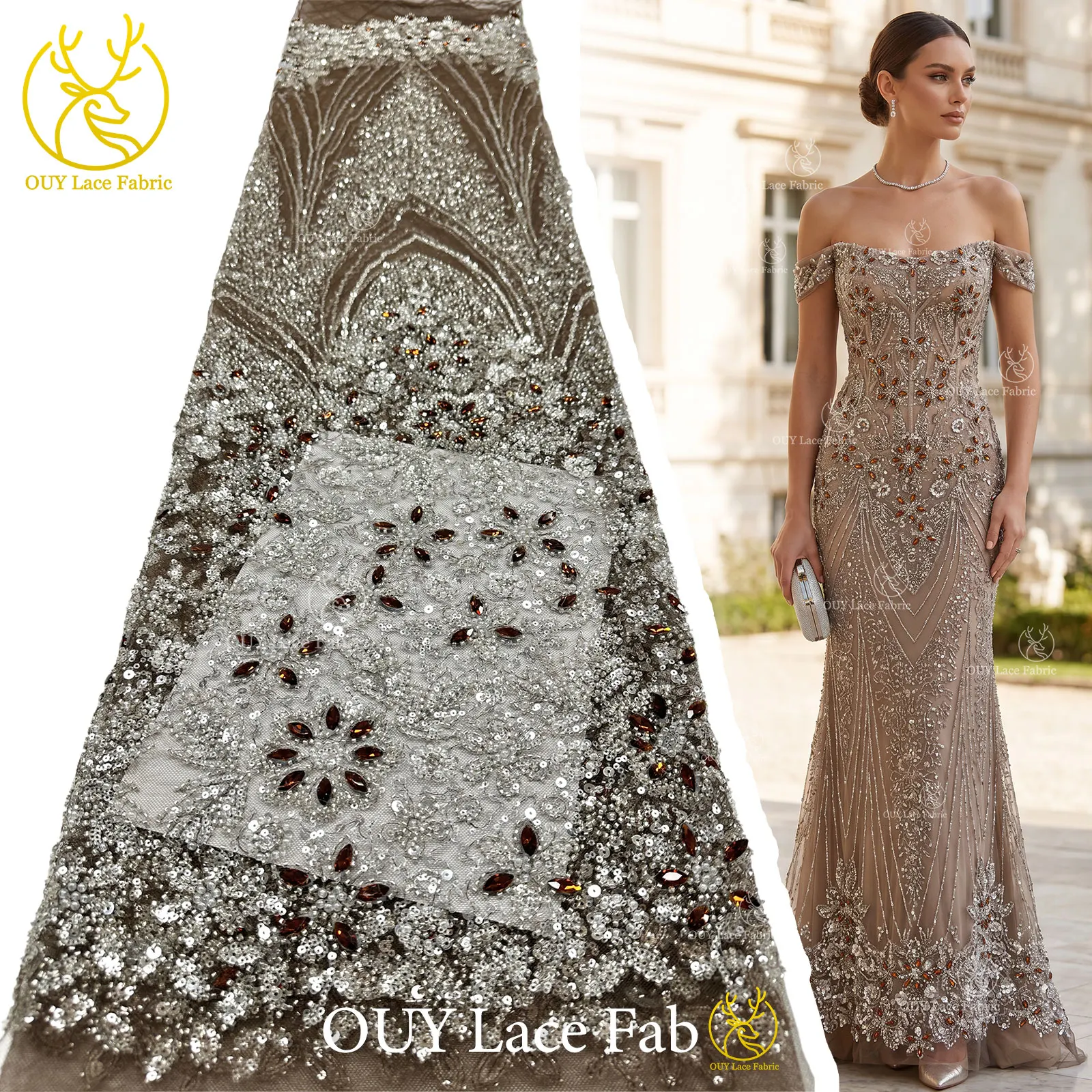 New Style Austrian Diamond Beaded Lace Nigerian Stone Sequins Lace Fabric African Lace Fabric For Wedding Evening Dress Sewing
New Style Austrian Diamond Beaded Lace Nigerian Stone Sequins Lace Fabric African Lace Fabric For Wedding Evening Dress Sewing