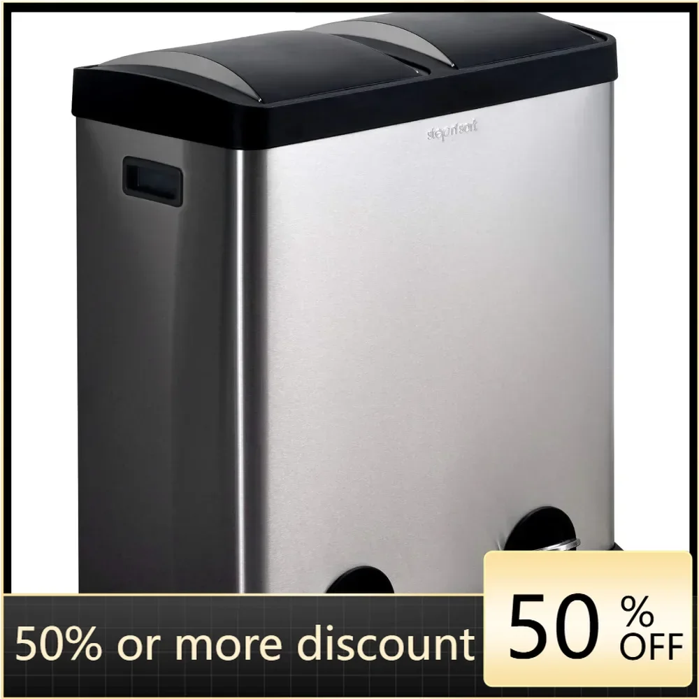 16 gallon 2-bedroom stainless steel garbage and recycling bin for classification
16 gallon 2-bedroom stainless steel garbage and recycling bin for classification