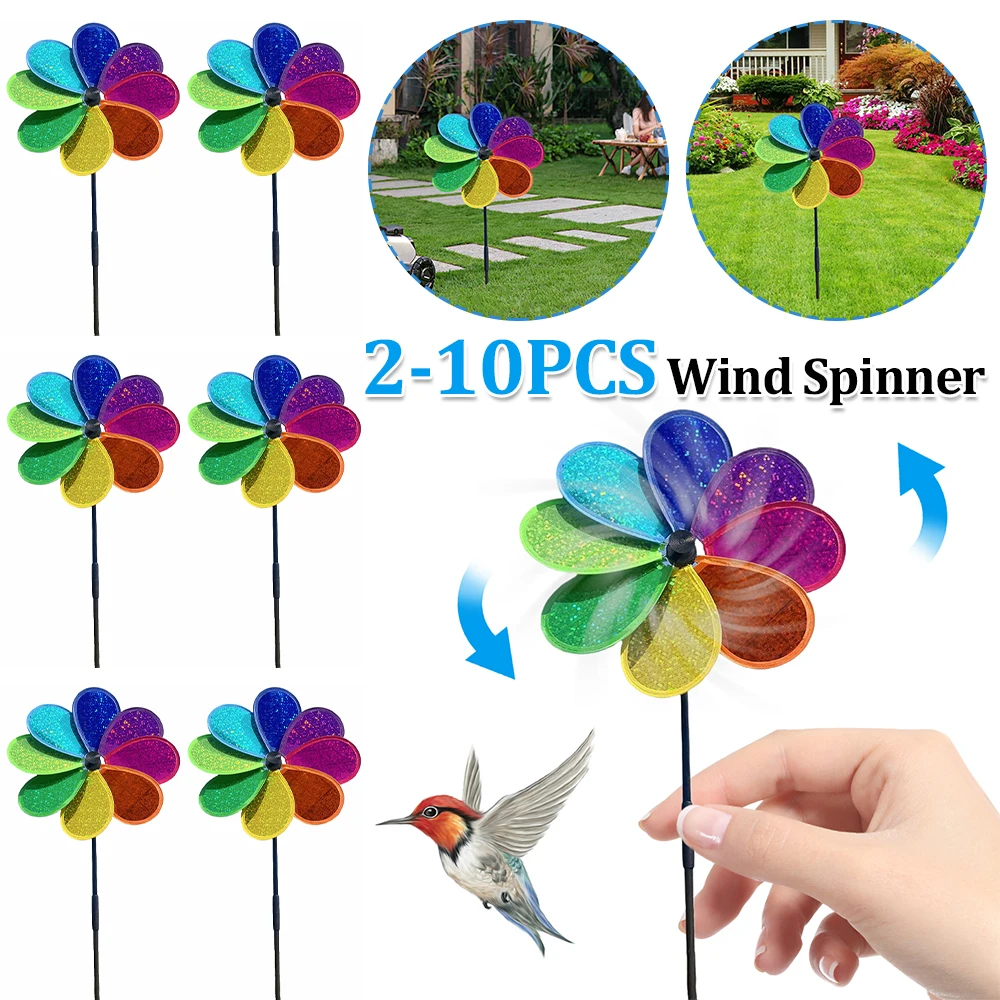 2-10PCS Flower Wind Spinner Sparkly Lawn Pinwheel Colorful Rainbow Garden Windmill for Garden Party Outdoor Yard Decoration
2-10PCS Flower Wind Spinner Sparkly Lawn Pinwheel Colorful Rainbow Garden Windmill for Garden Party Outdoor Yard Decoration
