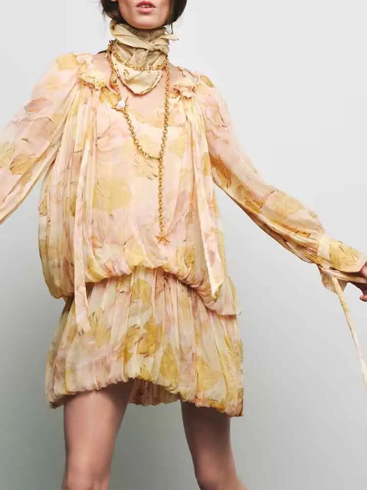 European style new women's fashion versatile temperament printed long-sleeved round neck short dress
European style new women's fashion versatile temperament printed long-sleeved round neck short dress