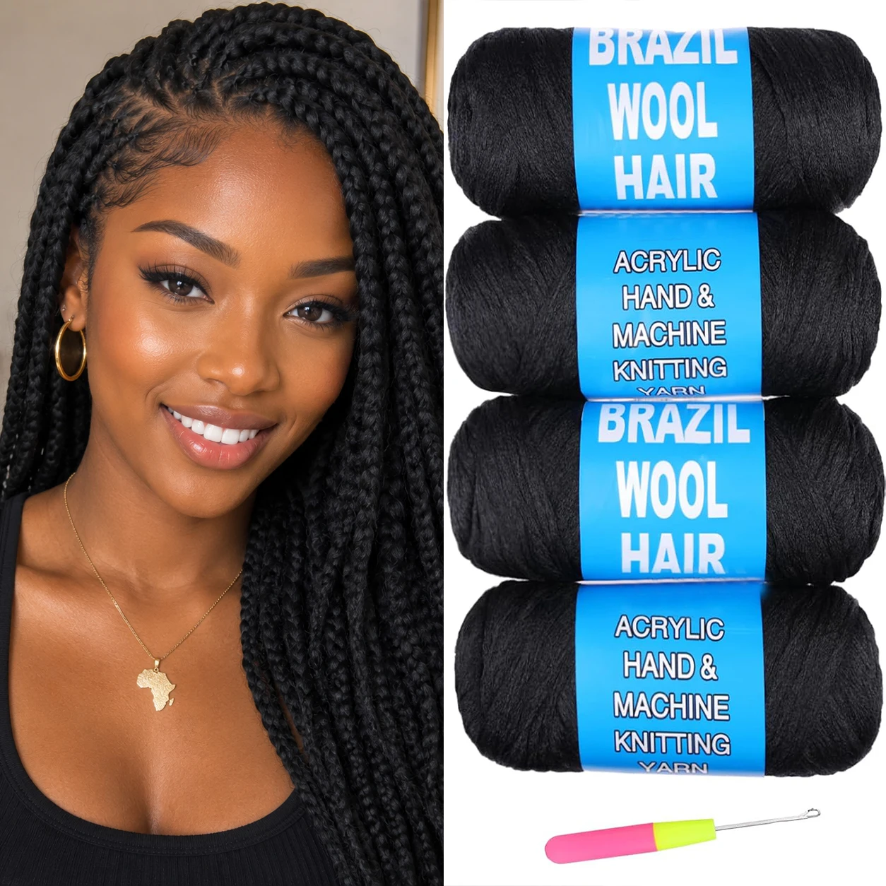 4 Roll Black Brazilian Wool Hair for African Crochet Braids Synthetic Senegalese Twist Soft Faux locs Jumbo Braids Goddess Locs
4 Roll Black Brazilian Wool Hair for African Crochet Braids Synthetic Senegalese Twist Soft Faux locs Jumbo Braids Goddess Locs