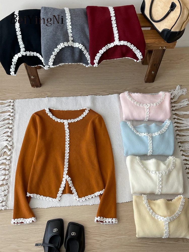 Beiyingni French Gentle Sweater Women Pearl Lace Spliced Korean Basic Long Sleeve Top Woman Slim Vintage Sweet Casual Jumper
Beiyingni French Gentle Sweater Women Pearl Lace Spliced Korean Basic Long Sleeve Top Woman Slim Vintage Sweet Casual Jumper
