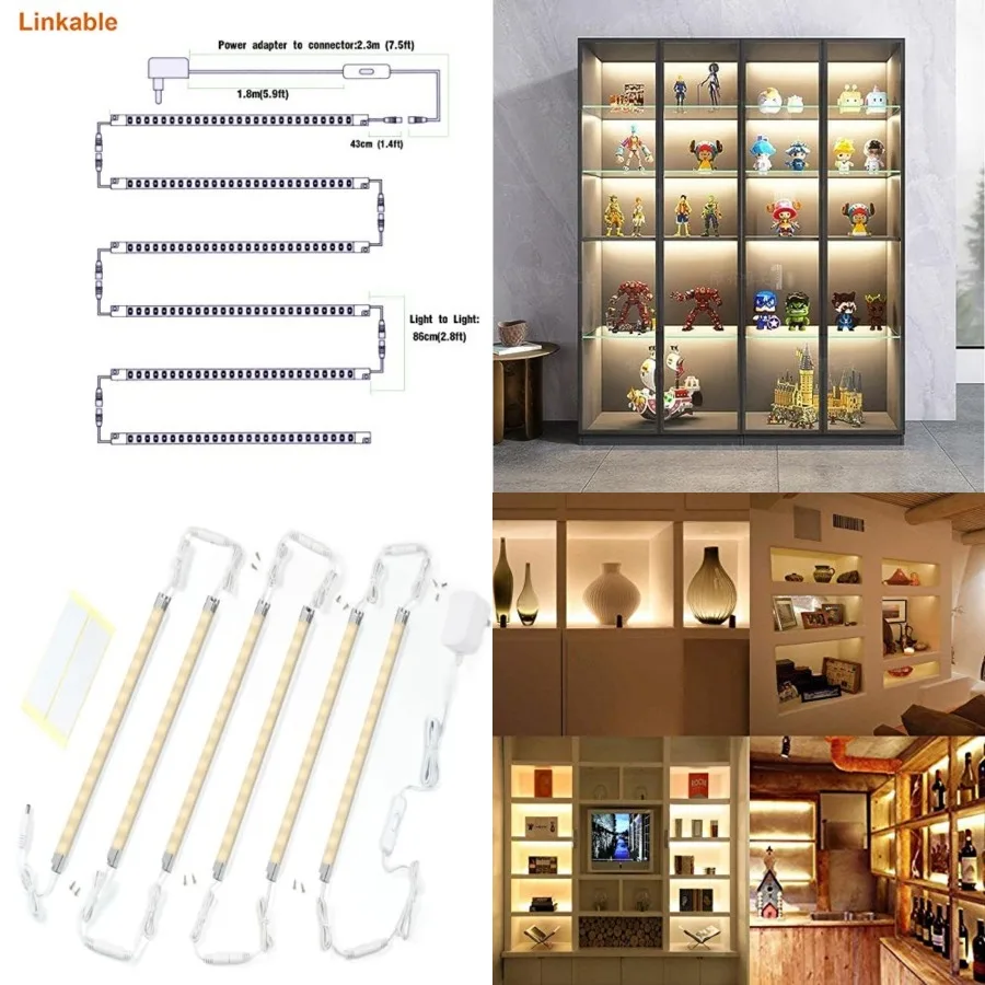 Premium LED Light Strips Kit: 6 x 12 Linkable Bars + Rocker Switch for Ambient Lighting in Cabinets, Closets, Shelf, Display Ca
Premium LED Light Strips Kit: 6 x 12 Linkable Bars + Rocker Switch for Ambient Lighting in Cabinets, Closets, Shelf, Display Ca