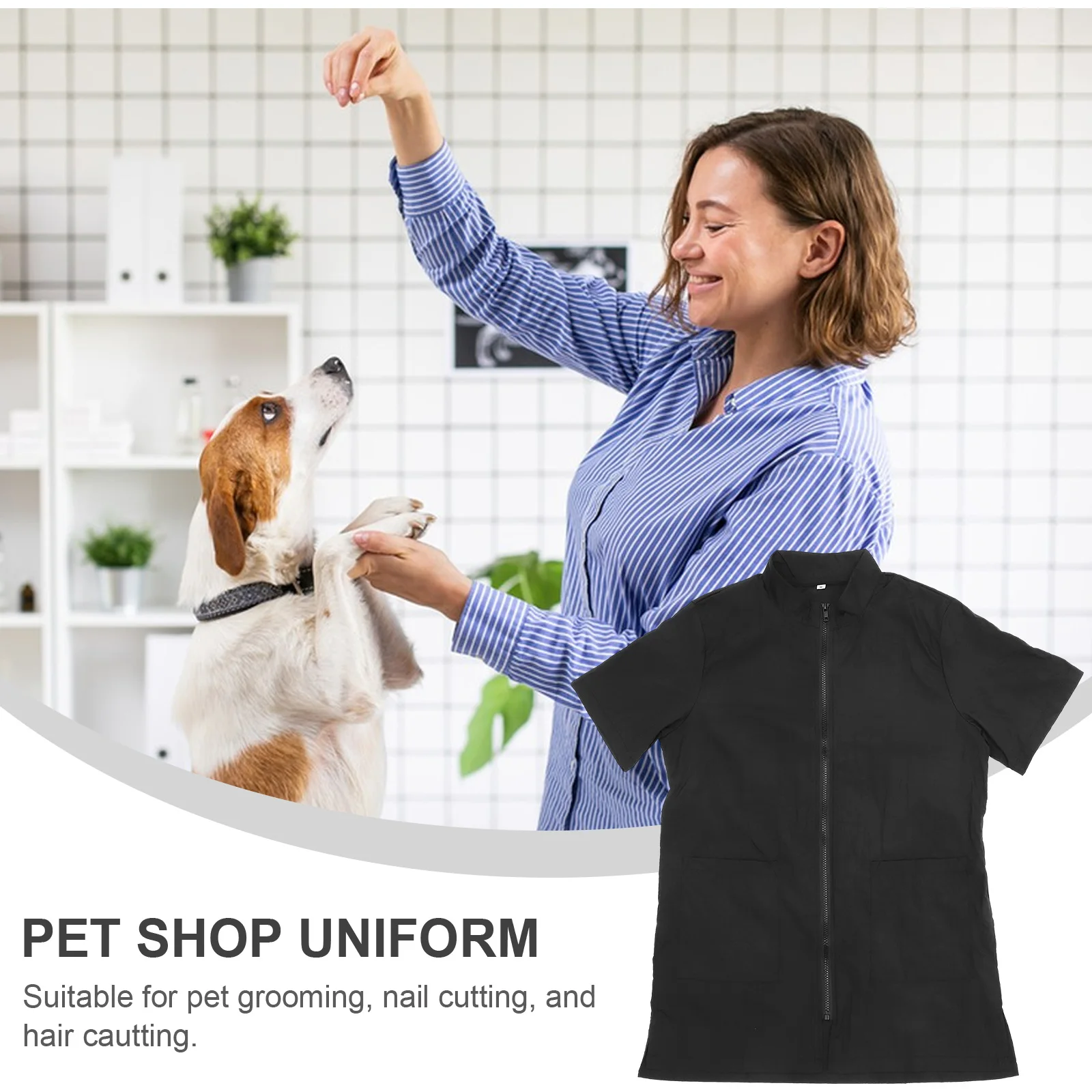 Pet Grooming Uniform Waterproof Salon Beautician Clothes Black Coat for Pet Shop Bath nail cutting hair cautting dog cat pet
Pet Grooming Uniform Waterproof Salon Beautician Clothes Black Coat for Pet Shop Bath nail cutting hair cautting dog cat pet